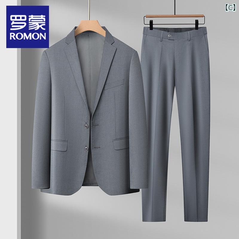 ビジネス スーツ リクルート メンズ ロモン メンズスーツ 2024 春秋 ビジネス カジュアル ハイエンド ファッション フォーマルスーツ ジャケット