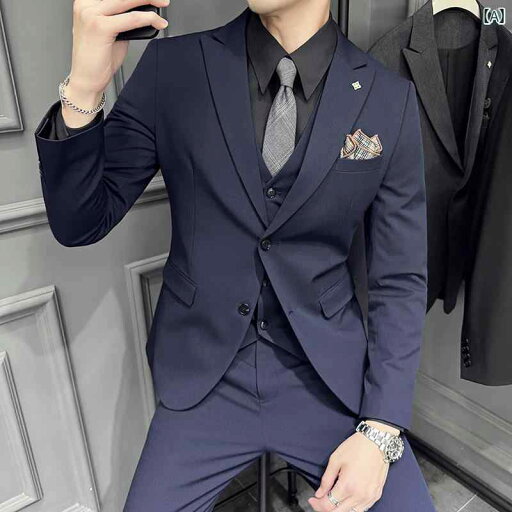 ビジネス スーツ リクルート メンズ 男性用 ネイビーブルーの スーツ スリムフィットの フォーマルな ウェディング 新郎 スリム スタイル な 小さい ハイエンド 大きいサイズ ビジネス スーツ リクルート メンズ 男性用 ネイビーブルーの スーツ スリムフィットの フォーマルな ウェディング 新郎 スリム スタイル な 小さい ハイエンド 大きいサイズ