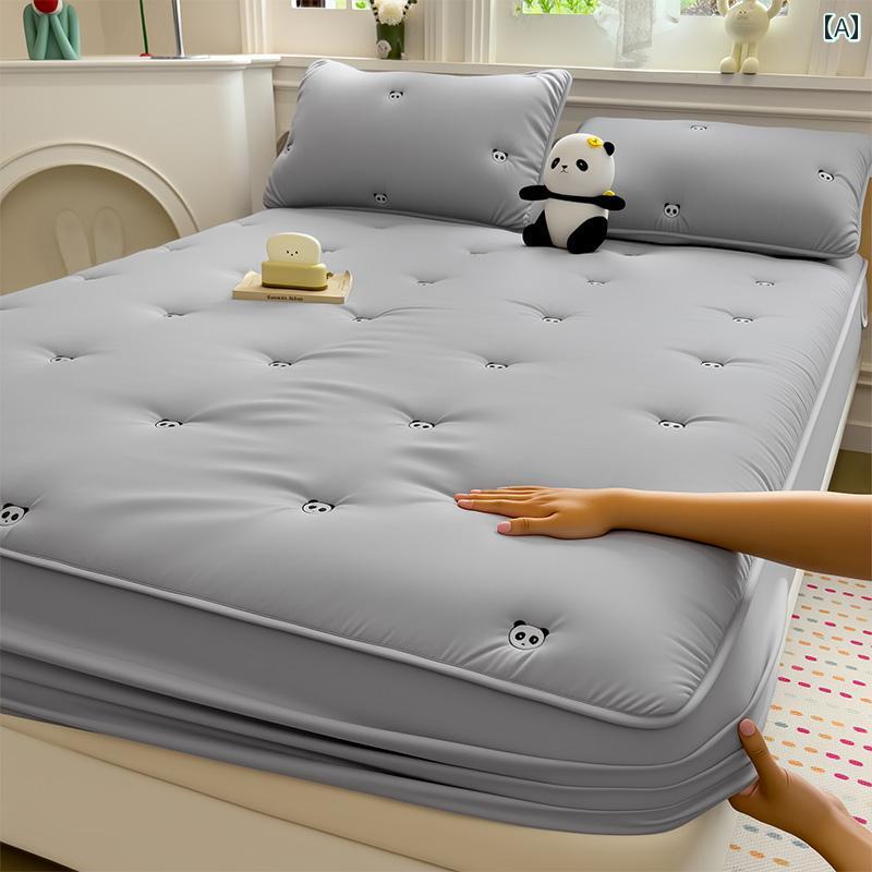 マットレス カバー インテリア 刺繍入り 大豆 キルトマットレス カバー シングル ピース 2025年 寮用 ..