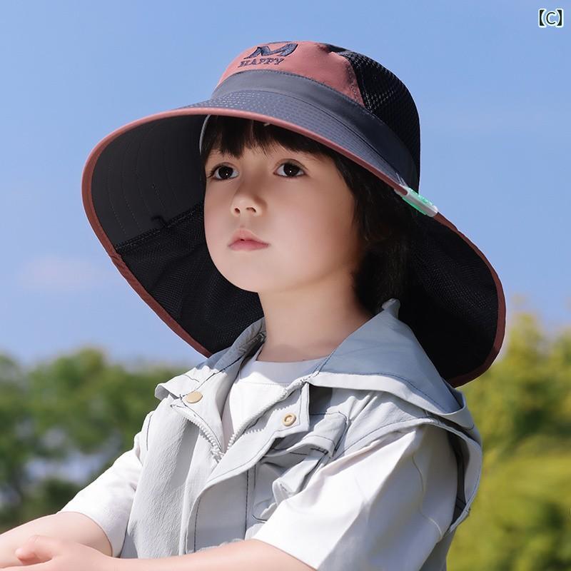 キッズ サンハット 日焼け防止 子供用 サンハット 夏用 女の子用 薄手 メッシュ 通...