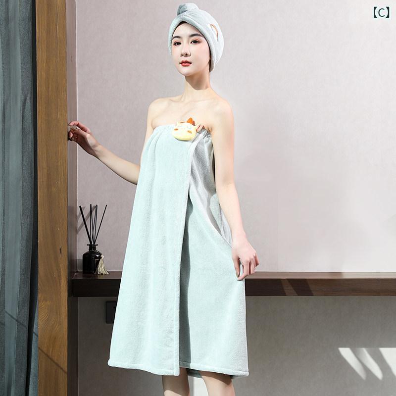 LAONsChoiceのバス タオル ボディ 自宅の 女性用 バス タオル ウェアラブルで ラップ 可能 非 綿 吸収性 大人用 スカート チューブ トップ 厚手 先進的な 2024年の スタイル｜アングル3