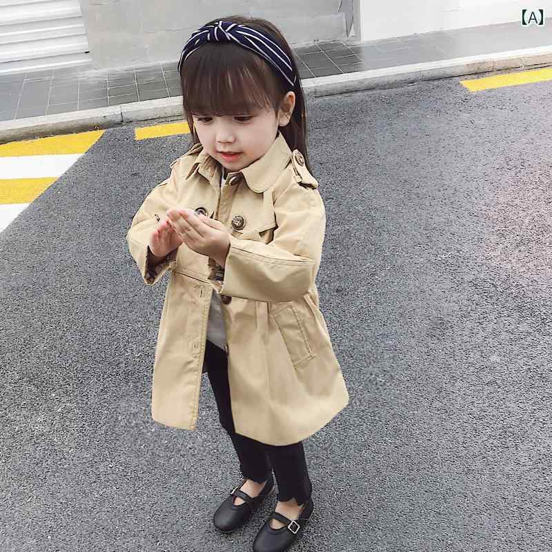女の子 トレンチコート キッズ 女の子 ウィンドブレーカージャケット 春秋 2024 ミドル 丈 韓国 小さい..