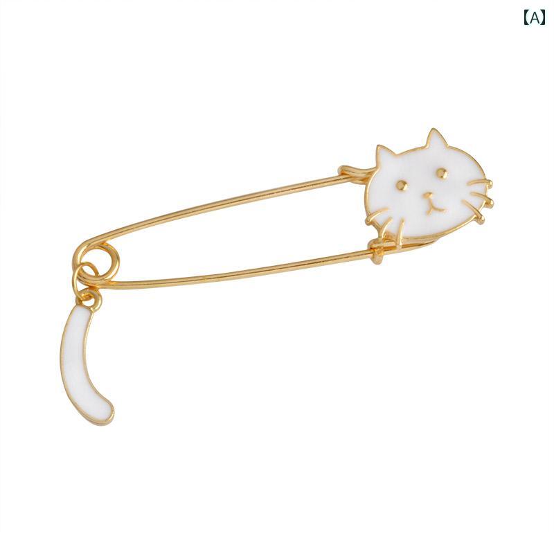 ブローチ ワンポイント コサージュ 猫 かわいい ブローチ レディース ペーパー クリップ 金属 バッジ アクセサリー カップル スタイル メダル メンズ レデ...