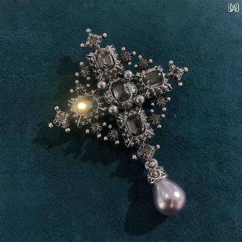 ブローチ ワンポイント コサージュ レトロと アメリカ クロス ブローチ ファッション 個性 クリスタル カラー ピン ボタン シャツ フラワー スーツ バッジ...