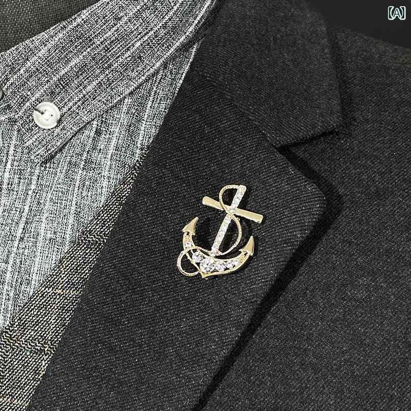 ブローチ ワンポイント コサージュ ネイビー スタイル アンカー キャプテン ドレス ブローチ ブルー ス..