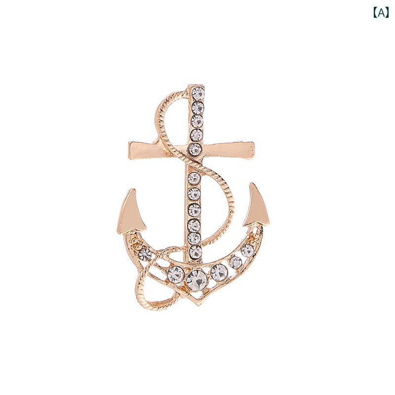 コサージュ メンズ アクセサリー ファッション ネイビー ラインストーン アンカー メンズスーツ ブロー..