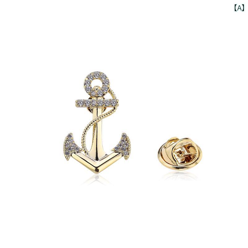 コサージュ メンズ アクセサリー アンカー ブローチ メンズ 高級 スーツ カラー ピン コサージュ レト..