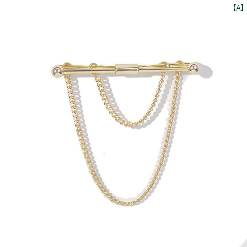 コサージュ メンズ アクセサリー 衣服を 傷つけません ! 金属 クリップ シャツ 襟ピン バックル タッセ..