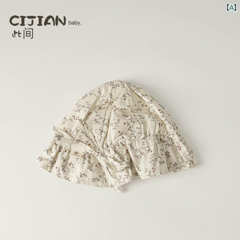 キッズ ベビー サンハット かわいい 春秋 ベビー 帽子 かわいい 花柄 サンバイザー つば 広の フィッシ..