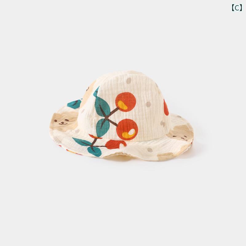 キッズ ベビー サンハット かわいい ベビー サンバイザー 夏 ガーゼ 綿 通気性 新...