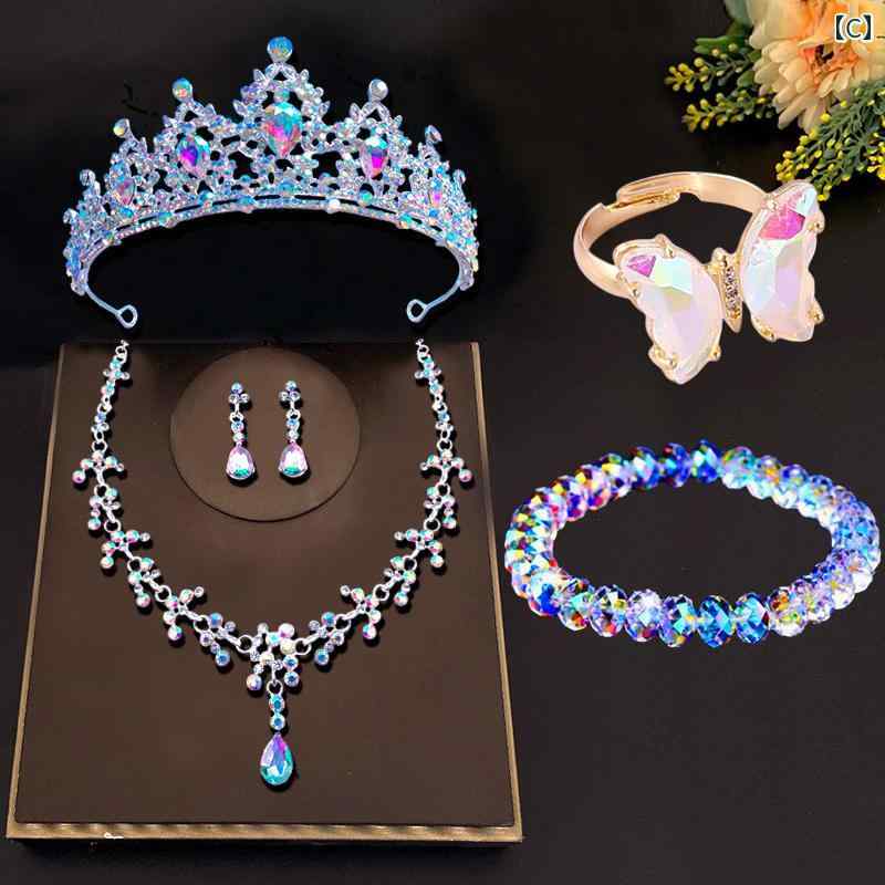 かわいい 子供用 プリンセス アクセサリー リング レインボー 子供用 クラウンネッ...