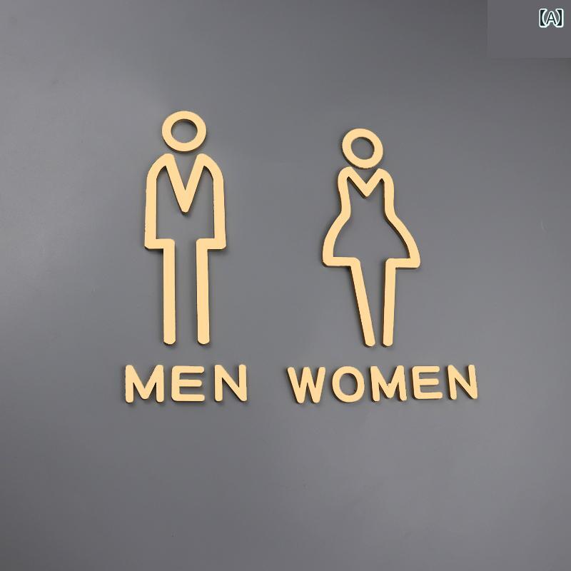 トイレ 看板 ステッカー 立体的な 男女 トイレ 標識 バス ルーム 金色の アクリル製 厚手 案内