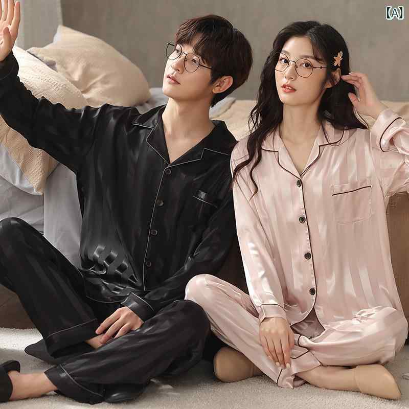 楽天LAONsChoice女性用 シルク インナー 薄手 パジャマ カップル パジャマ 春秋 冷感 長袖は 外出時に 着用 でき メンズ レディースの 家庭 服 2024 スタイルに 適しています