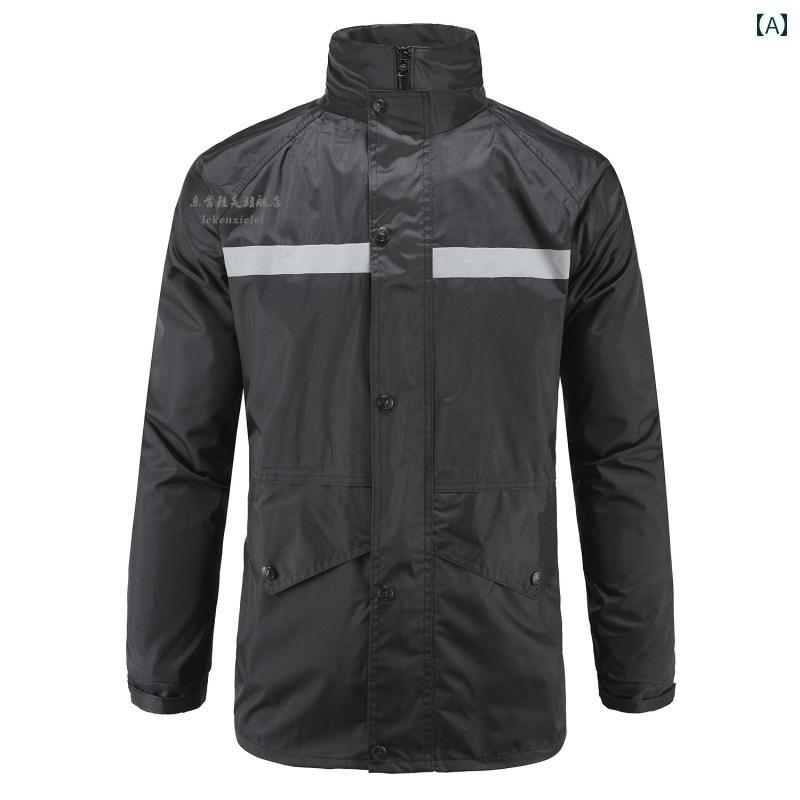 かっぱ メンズ 通勤時 レインコート スプリット 二 重層 厚手 男女兼用 大人用 レインパンツ スーツ セキュリティ ネイビー ブルー ブラック