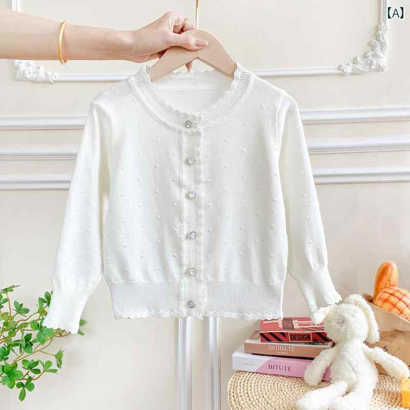女の子用 カーディガン キッズ ニット 女の子 ニットカーディガン 薄手 コート 冷感 エアコン シャツ 2024 春夏 子供用 おしゃれ セーター 日焼け防止