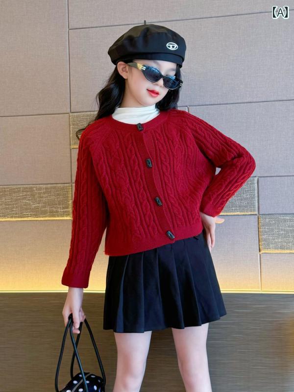 女の子用 カーディガン キッズ ニット 女の子 セーター カーディガンジャケット 2024秋 M サイズと L ..