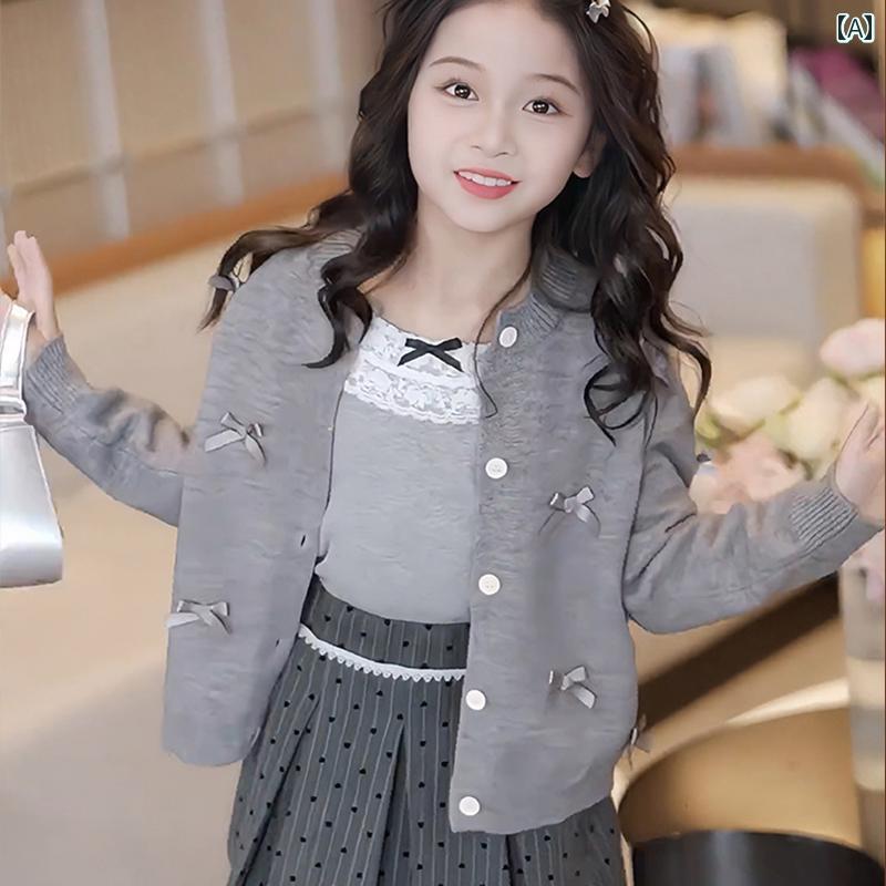 女の子用 カーディガン キッズ ニット 女の子 カーディガン セーター 春秋 2025 韓国 子供用 ベビー ニ..