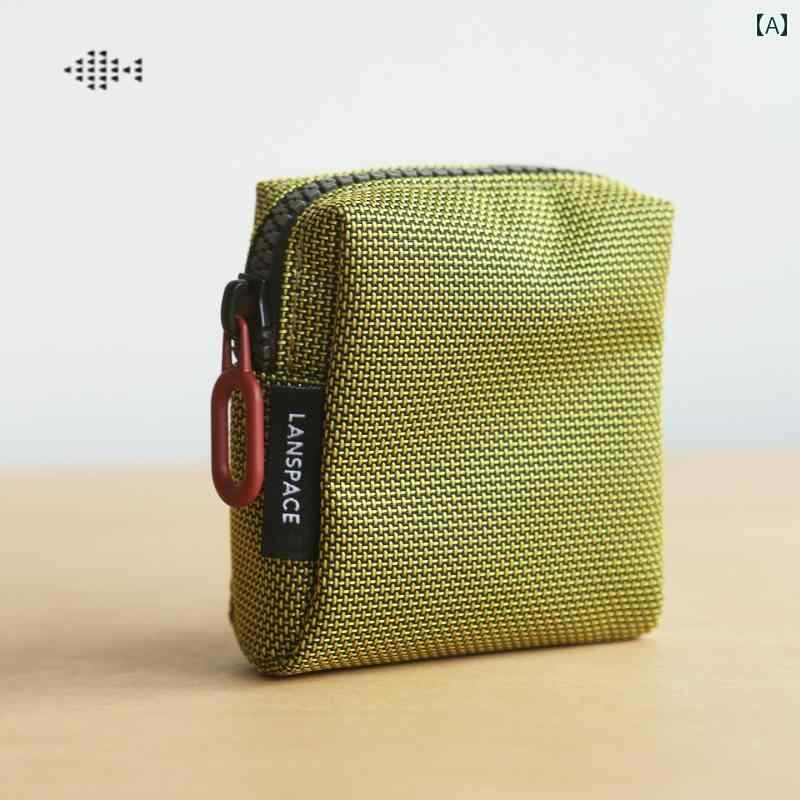 小銭入れ メンズ コインケース LANSPACE ブルー レザー ナイロン 収納 バッグ 車 キー イヤホン アウト..