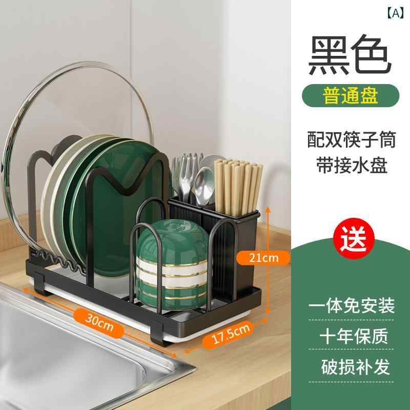 Stainless Goods - キッチン 収納 ラック 快適 キッチン 排水 ボウル ラック カウンター トップ 食器と 箸用 家庭用 食器 収納 二 層 乾燥 箸