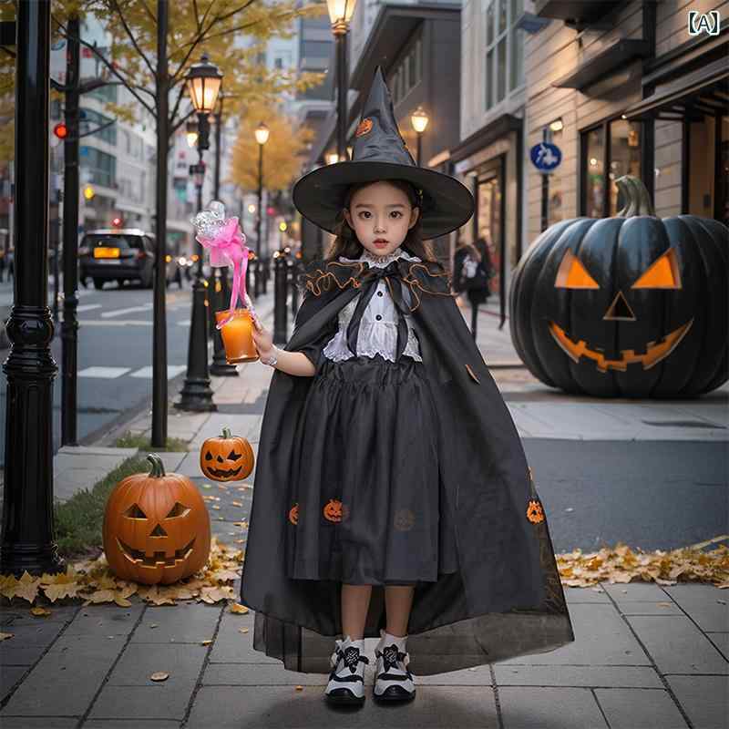 ハロウィン グッズ 雑貨 ハロウィンの 子供用 コスチューム 魔女の 魔法の マント 女の子 ドレス アップ かわいい おもしろ プリンセス 服