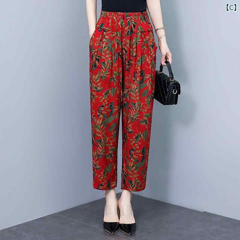 ゆったり パッチワーク パンツ レディース 向け 綿 シルク レディースパンツ ストレート パンツ 夏用 大きいサイズ ゆったり カジュアル 30mm 丈 ハイウエスト マザー