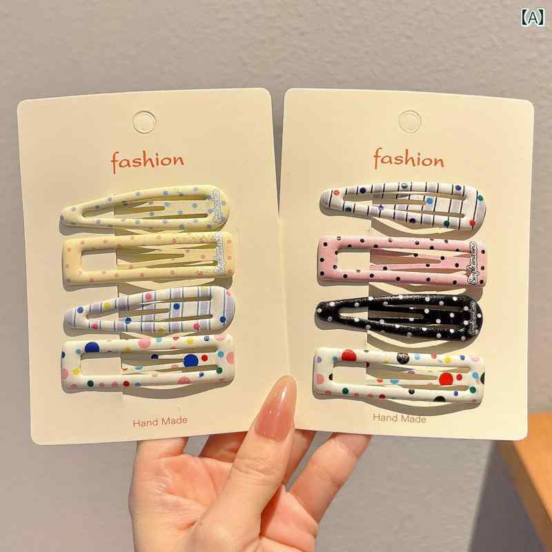 女の子用 ヘアアクセサリー キッズ ワンワード クリップ カラフルな ドットの BB 子供用 ヘア 女の子 ..