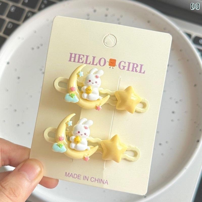 女の子用 ヘアアクセサリー キッズ ダックビル クリップ ガール ハート ブレイク ヘア ピン 前髪 サイ..