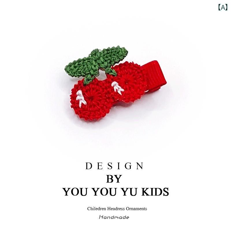 女の子用 ヘアアクセサリー キッズ 韓国 子供用 ヘア ピン 女の子用 前髪 クリップ かわいい の ニット
