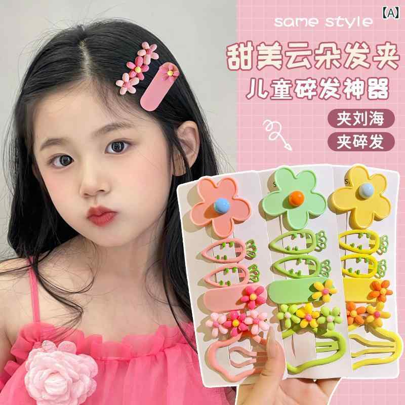 女の子用 ヘアアクセサリー キッズ 女の子用の カラフルな 花の ヘア ピン 前髪用の サイド クリップ ..