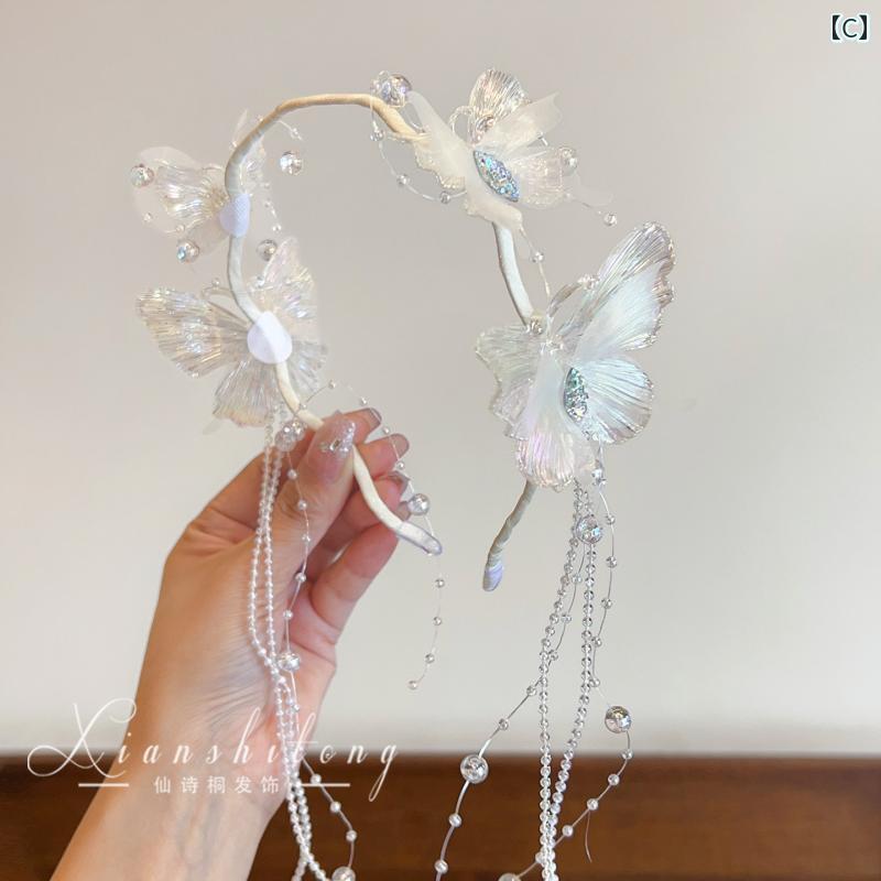 LAONsChoiceのキッズ アクセサリー かわいい 女の子用 スーパー フェア リーフラワー ヘッド バンド 高級 ラインストーン タッセル プリンセス ヘア ピン ステージ パフォーマンス バースデー ドレス｜アングル3
