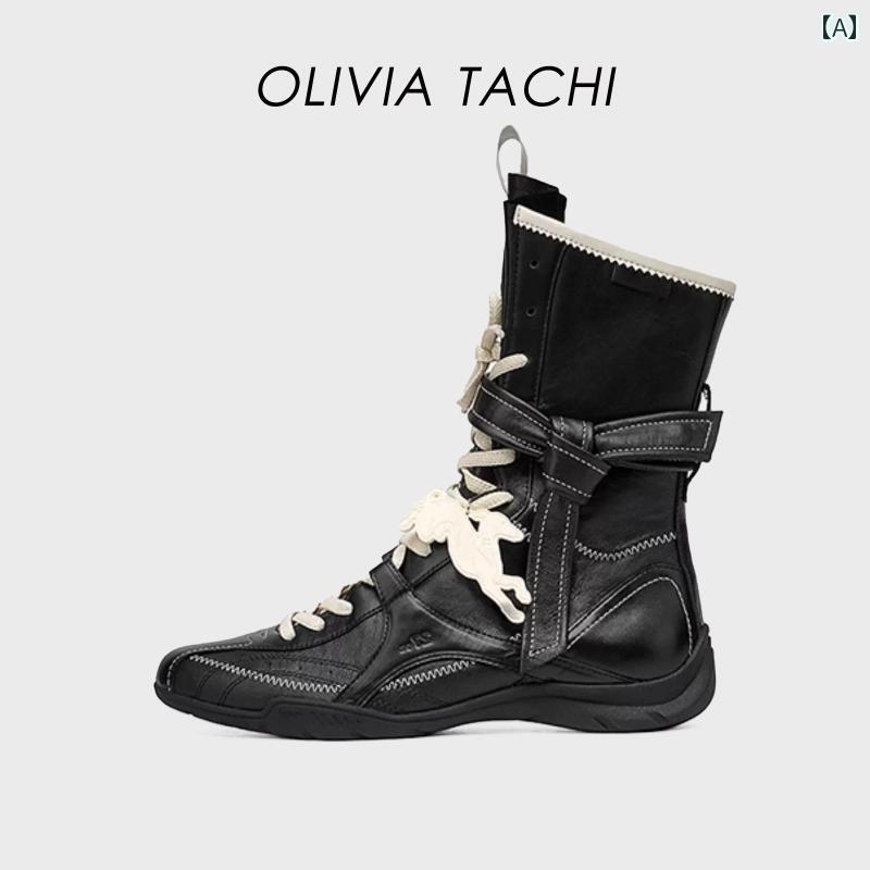 厚底 ブーツ レディース Wu Xuanyi同 型 革 レトロ ボクシング ブーツ レディース 2025夏 英国 風 厚底..