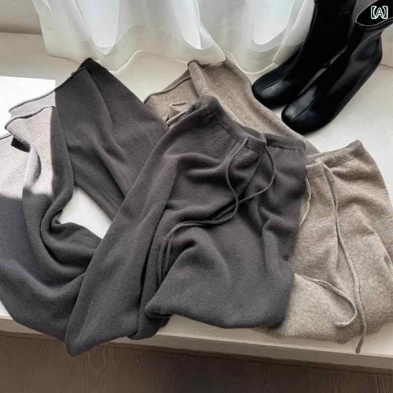 快適 スウェット パンツ レディース 自主的にを 推薦 ～ 暖かい ハイウエスト スリム ニット ワイド レ..