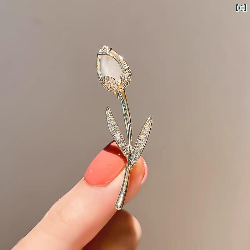 かわいい ブローチ コサージュ 精巧 チューリップ ブローチ レディース ハイエンド...