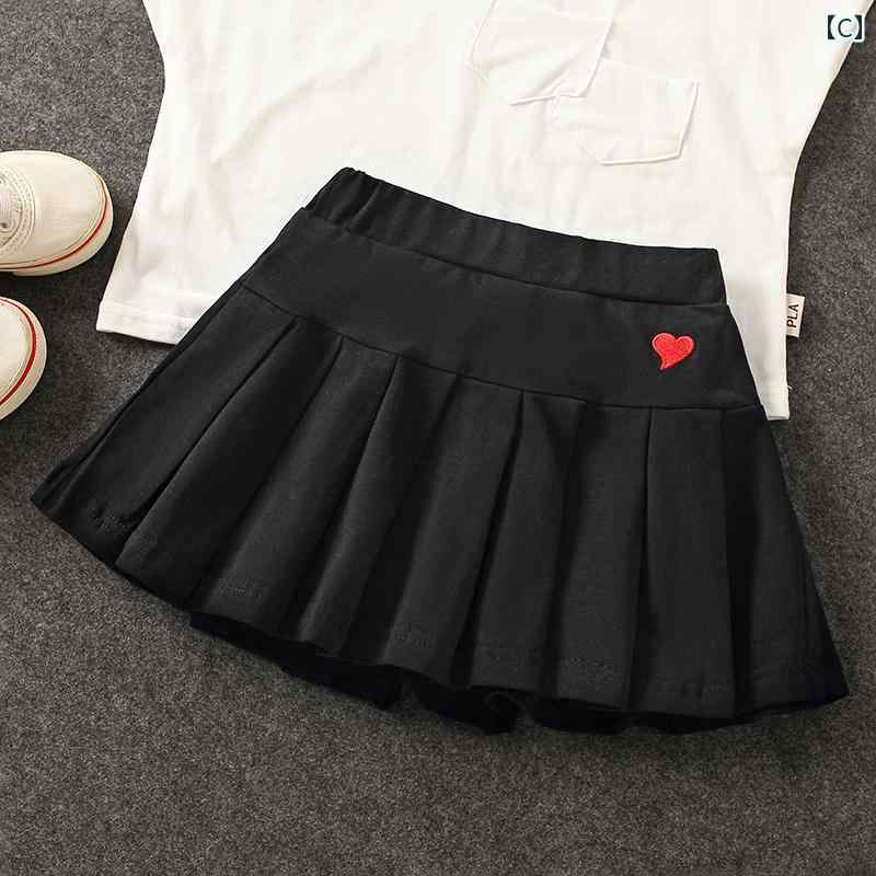 LAONsChoiceの女の子用 スカート かわいい 美しく な プリーツスカート パンツ 安全 付き 子供用 綿 スカート 中 大の 女の子用 薄手｜アングル3