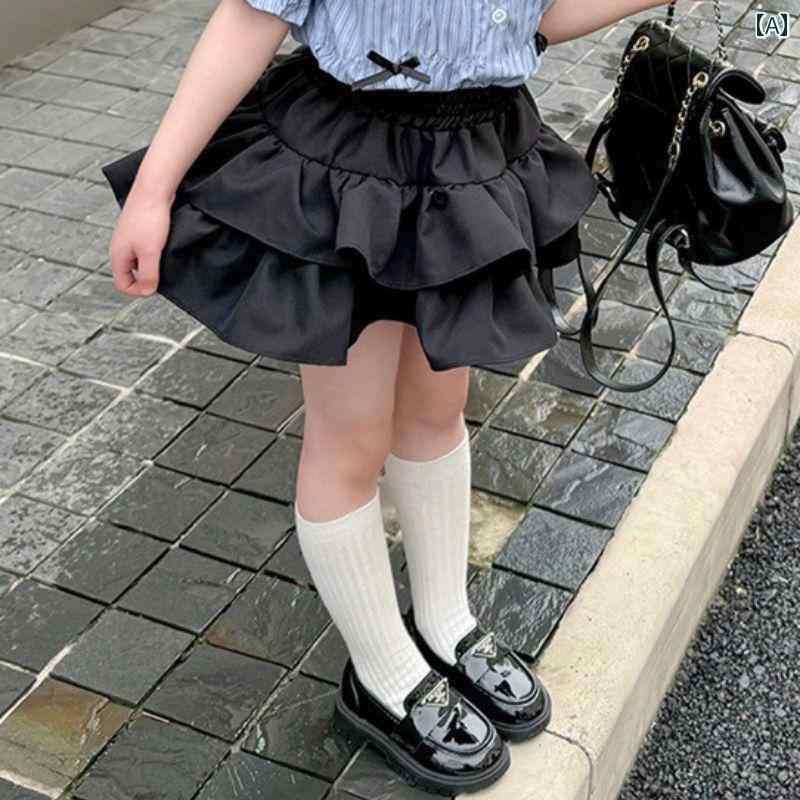 女の子用 スカート かわいい 親子の 服装 / 裏地 付き 安全 パンツ 子供用 プリーツ ティアードスカー..