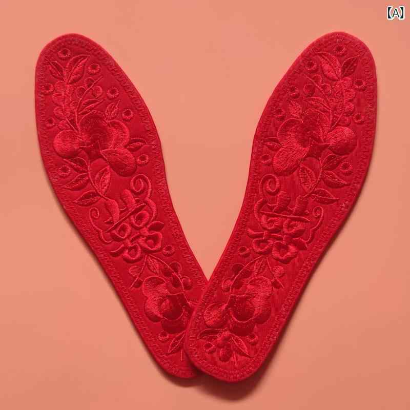 靴べら インソール 西 興は メンズ レディースが 結婚 する 赤と 黄色の 刺繍が 施 綿の 吸汗性 通気性..