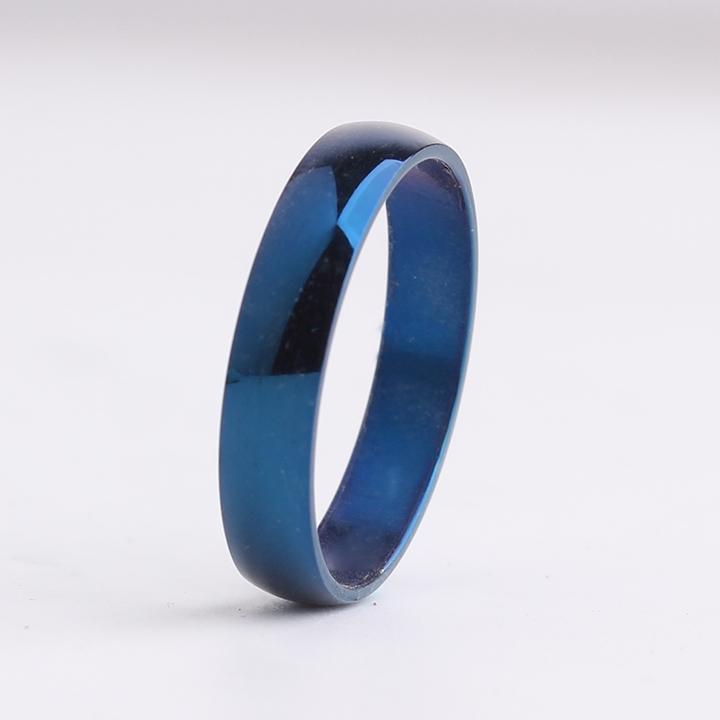チタン リング 薄手 ブルーの 研磨 チタン 鋼の 小さい プレーン リング テール メンズ レディースの 女性用 インで クールな ネットワーク
