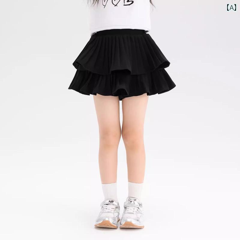 女の子用 おしゃれ ショート パンツ 子供用 プリーツ ティアードスカート 春夏 女の子 半袖 スカート ..