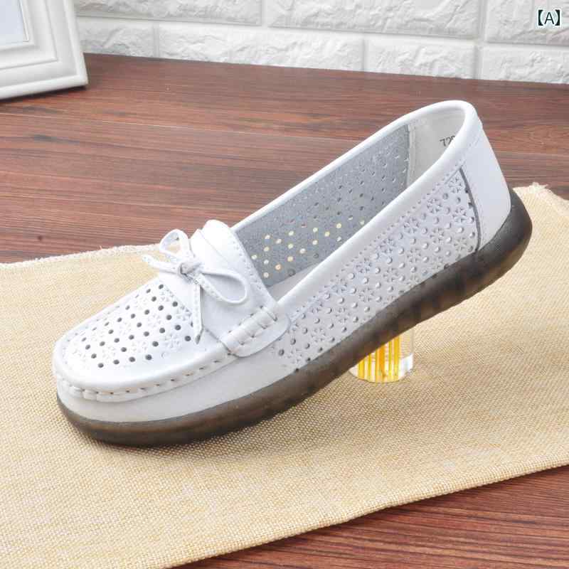 マザー シューズ カジュアル 夏用 通気性 革 ナースシューズ レディース フラット シューズ ソフト ソ..