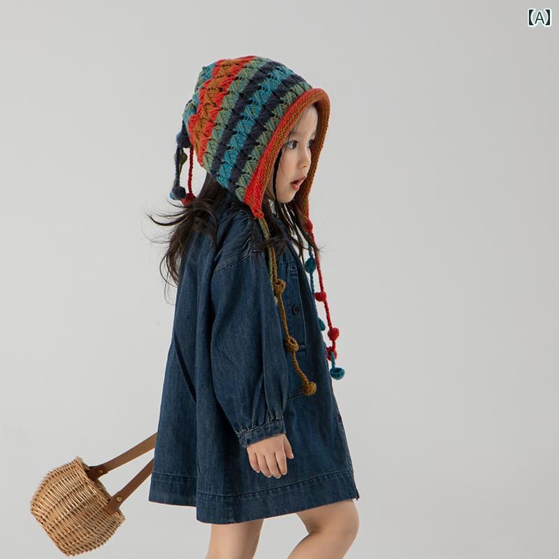 キッズ用 ニット帽 帽子 親子 子供 帽子 秋冬 2024 ベビー ウール 女の子 ニット 帽 耳 保護 冬