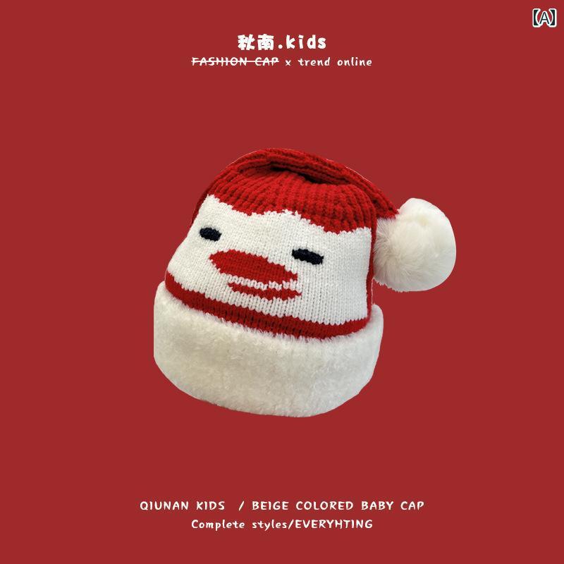 キッズ用 ニット帽 帽子 クリスマス プレゼントの 子供用 帽子 冬用 ベビー用 かわいい 赤い スカーフ ..