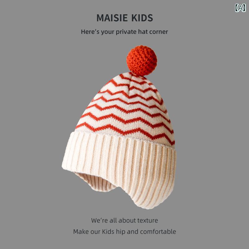 キッズ用 ニット帽 帽子 2024年 韓国 子供用 イヤーマフ 秋冬 男の子 女の子 プルオーバー ウール 帽子..