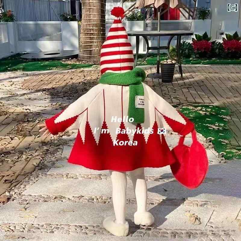 LAONsChoiceのキッズ用 マント スタイル 韓国 女の子 クリスマス マント 冬 セーター 赤ちゃん 正月 厚手 防風 子供服｜アングル3
