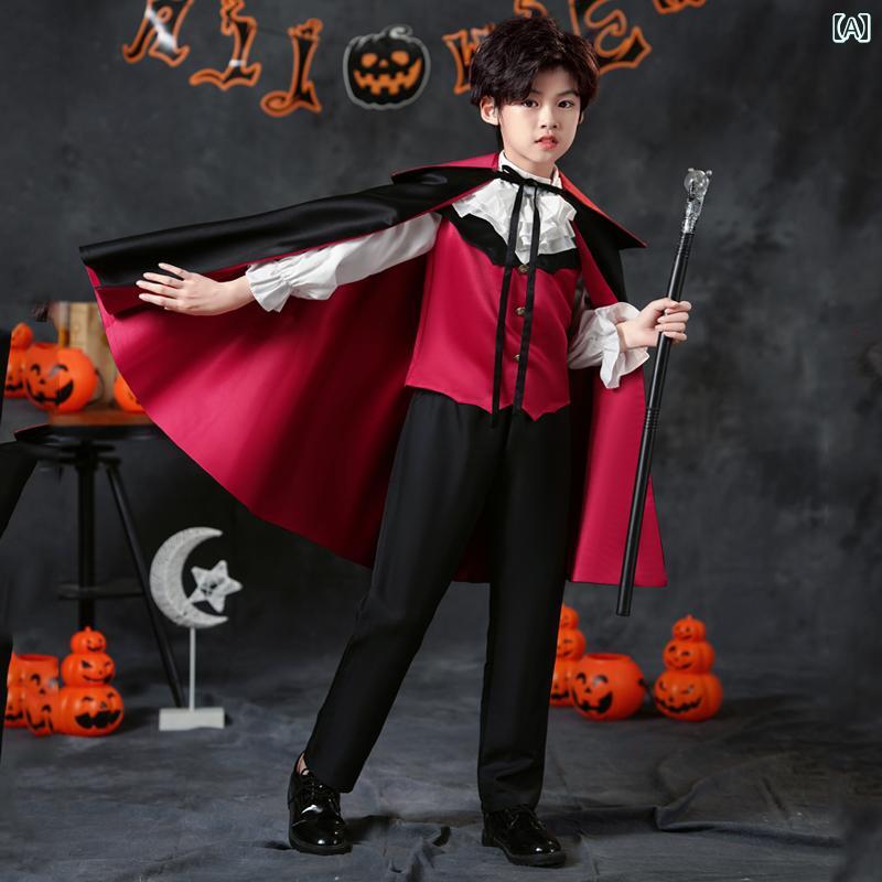 キッズ用 マント 子供用 ハロウィン コスチューム 男の子 コス 服 ケープ マント 吸 血 鬼 王子 伯爵 ..