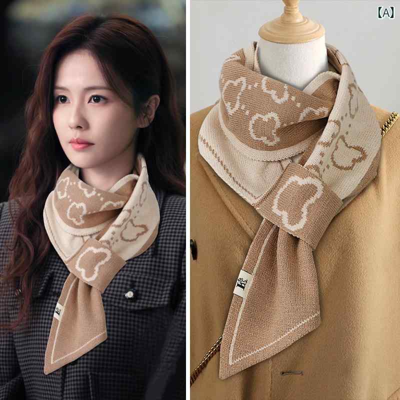 カジュアル ネック スカーフ レディース 2024 冬 高級 感のの 小さい ネック ガード 秋冬 韓国 雰囲気(4)