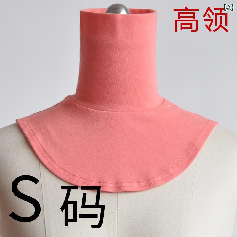 カジュアル ネック コットン ハイネック フェイク カラー 秋冬 防寒 暖かい 首元 セーター メンズ ネック プロテクション スカーフ レディース 春秋(4)