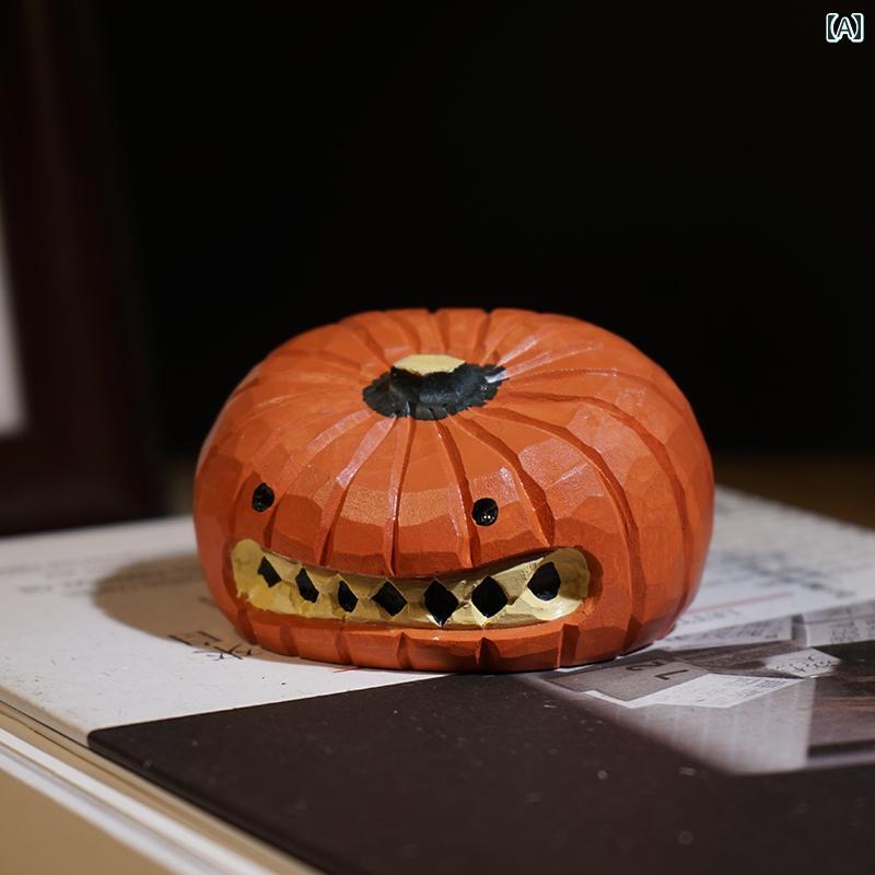 ハロウィン かぼちゃ グッズ ハロウィンの カボチャ モンスターの 手 彫りの 小さい 飾り 人形 おもしろ お祭りの 雰囲気の デスク トップの 装飾