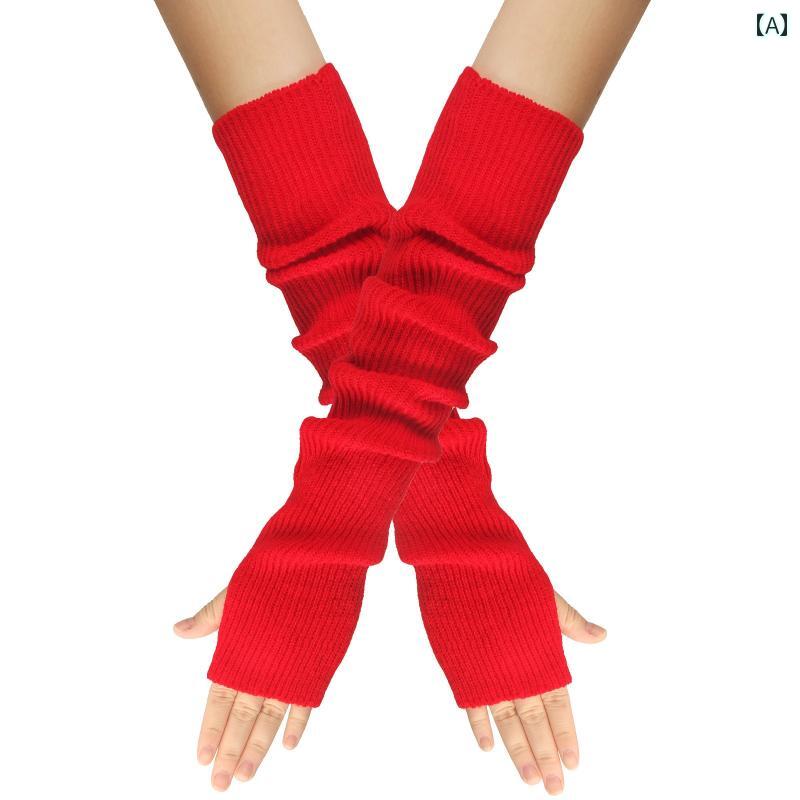 レディース アーム スリーブ アーム スリーブ ウール レディース 秋冬 ロング セーター グローブ ニッ..