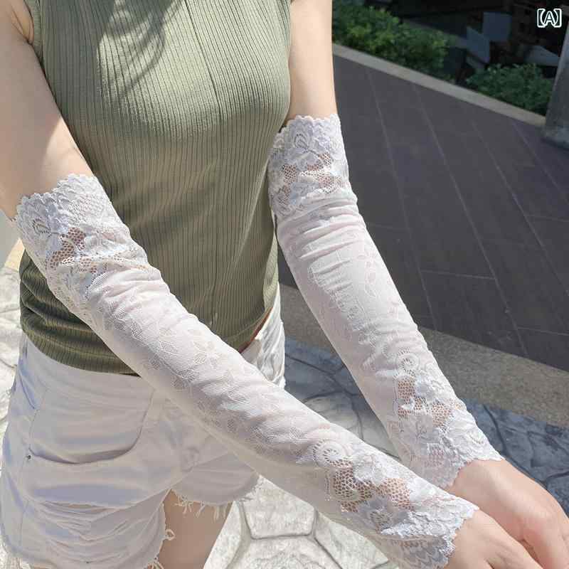 レディース アーム スリーブ 日焼け防止 アーム スリーブ レディース 夏用 レース ファッション フェイ..