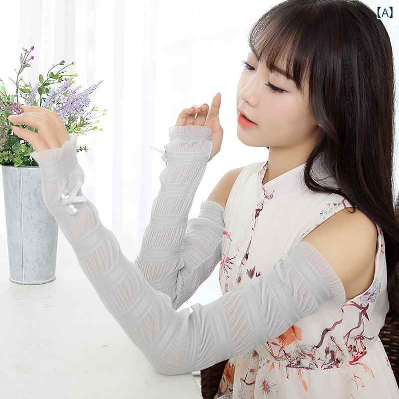 レディース アーム スリーブ 夏用 日焼け防止 アーム スリーブ 紫外線 対策 運転用 ロング クール 手袋 レディース 薄手